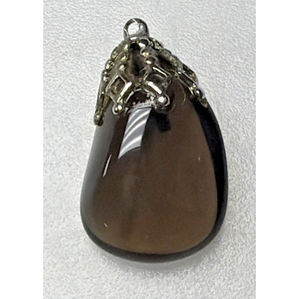 Vintage Tumbled Polished Smoky Quartz Gemstone Pendant Hand Made As Is